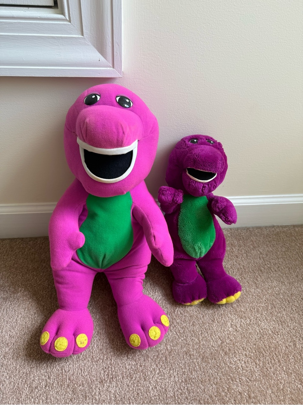 Plush Pink Dinosaur Stuffed Toy with Green Belly - Soft Cuddly Companion
